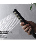 Wall Mounted Concealed Shower System With All Copper Thermostatic Valve Slick Matte Black Finish In Wall Waterfall Rain Shower Set Heavy Duty Hot Cold Mixing Valve Hella Smooth Water Flow Design For Modern Bathrooms - matte black handheld shower head with water flow.