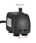Submersible Water Pump 105 GPH For Ponds Fish Tanks And Hydroponics with Adjustable Flow, shown from side