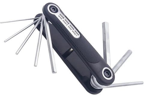 8 In 1 Folding Hex Key Set With Non Slip Rubber Grip Portable Pocket Allen Wrench Kit For Bikes And Projects Includes Metric 1.5mm To 8mm Sizes