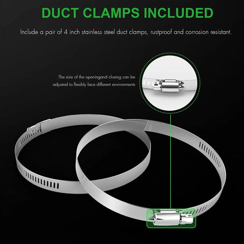 Flexible 4 Inch Aluminum Ducting 8 Feet Long With Four Layer Protection Dryer Vent Hose clamps close-up view