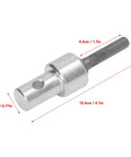 Compact Round Shank Garden Auger Drill Adapter For Corded And Cordless Drills with dimensions and metal build