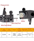 DIY Friendly Wire Feed Motor For Soldering And Flux Core Welding, DC 24V 10W Automatic Feeder with labeled components