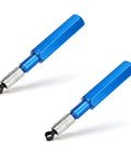 Flooring Welding Cutting Blade Tool Set 2 Pack PVC Skiving Knife Kit With Heat Gun For Flooring Construction And Industrial Use High Strength High Speed Steel Blades. Two blue aluminum alloy handles with high-speed steel blades for skiving and leveling.