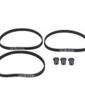 Top Tier Drive Synchronous Belt Pulley Kit 535-5M-15 With Premium Rubber Timing Belts For Rock Solid Power Transmission And Heavy Gear Replacement Sets That Keep Your Mech Systems Running Smooth As Butter. three black 5M-15 rubber timing belts with pulleys