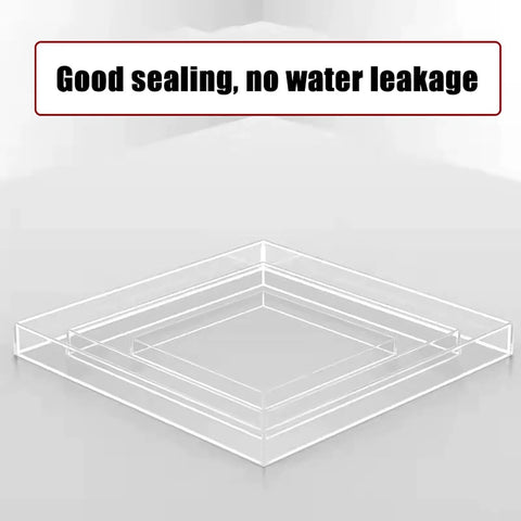 Clear Acrylic Water Tank For Shallow Sink Shots And Deep Water Displays, showcasing no water leakage feature, pro-grade material