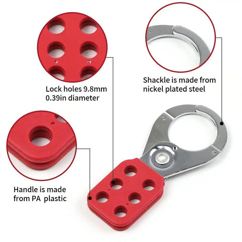Double Layer Nylon Handle Chrome Plated Steel Lockout Tagout Hasps With One Inch Jaw Engineered For Group Safety Routines And Rough Job Sites Built Tough As Nails For The Daily Grind