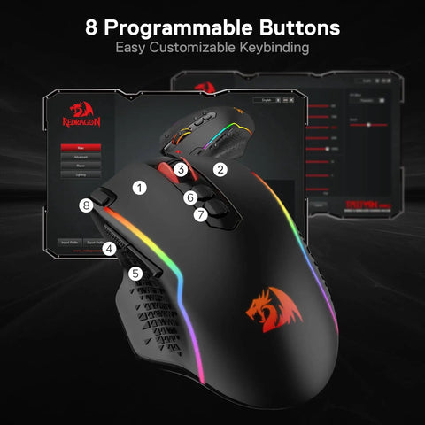 Ultra Responsive Wireless Gaming Mouse For Serious Gamers With 10000 DPI Onboard Settings And Eight Macro Buttons Rapid Fire Key And RGB Backlight For PC Mac And Laptop Gaming