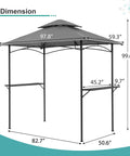 Dimensions of Grill Gazebo 8x5 Outdoor Patio Shelter With Double Tier Canopy, Rustproof Steel Frame And Bar Counters