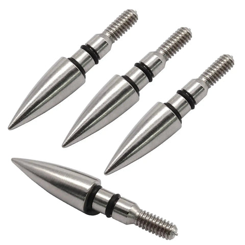 Four silver 12 Pack 100 Grain Archery Field Points For Five Sixteenth Inch Arrows, Practice Tips for Recurve, Compound Bow, and Crossbow