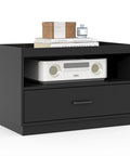 Stackable Storage Drawers 28 Inch Wide Bins With Drawers And Compartments Built From Engineered Wood With A Sleek Metal Handle Modern Large Storage Units For Living Room Hallway Black.