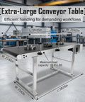 Industrial Stainless Steel Conveyor System With 59 Inch Motorized PVC Belt Adjustable Double Guardrails for automation in warehouse