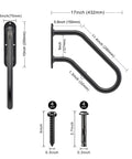 Badass Heavy Duty Wall Mount Handrail For Patio Steps Solid Steel Safety Grab Bar with dimensions and installation hardware shown.