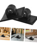 Four Piece Durable Kayak Motor Mount Bracket Clips in black PVC shown in close-up on white background.