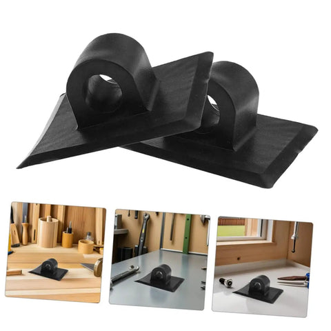 Four Piece Durable Kayak Motor Mount Bracket Clips in black PVC shown in close-up on white background.