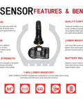 2in1 MX Sensor Dual Frequency Tire Pressure Sensor 315MHz 433MHz For TPMS Replacement With Original ID Cloning Easy Direct Swap No Relearn Snap In Works With MaxiTPMS Tools black TPMS sensor
