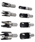 Pro Grade Slick Acting Wood Plug Cutter Set Built Tough With Heavy Duty Carbon Steel For Easy Cork And Dowel Filling Designed To Get The Job Done Quick Includes various standard and tapered cutters.