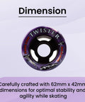 Twister Roller Skates Wheels Pack Of 8 In 95A Urethane 62mm By 42mm Size For Smooth Sliding And Durable Ride, Perfect For Street