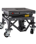 Heavy Duty Scissor Lift Stand For Motorcycles With Adjustable Height From 13.75 To 34 Inches Casters Rubber Top Pad Supports Up To 300 Lb