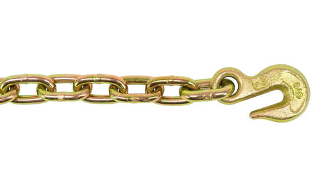 Close-up of heavy-duty G70 chain with grab hook from 2 Ton Snatch Block With Chain For Flatbed Tow Trucks And Rollback Wreckers Cable