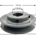 3.95 Inch OD Cast Iron V Belt Pulley With One Groove For A AX B BX 4L 5L Belts Bore And Shaft One And One Eighth Inch Keyseat One Quarter By One Eighth Rust Resistant Finish Statically Balanced Electric Motor Pulley For Real Shop Pros