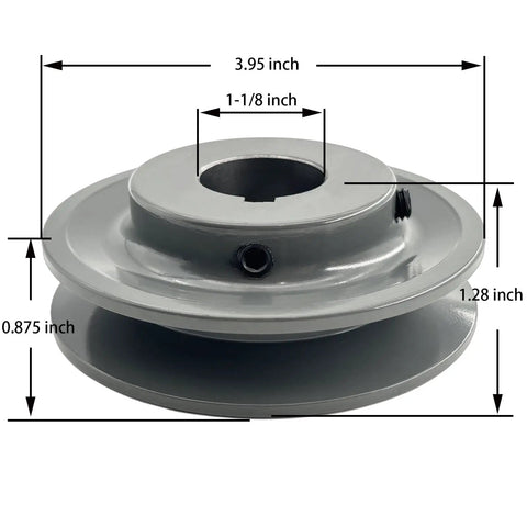 3.95 Inch OD Cast Iron V Belt Pulley With One Groove For A AX B BX 4L 5L Belts Bore And Shaft One And One Eighth Inch Keyseat One Quarter By One Eighth Rust Resistant Finish Statically Balanced Electric Motor Pulley For Real Shop Pros