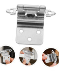 Front view of VOSAREA self-closing inset cabinet hinge in chrome finish with mounting plate