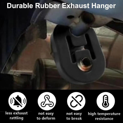 Heavy Duty Universal 2.5 Inch Exhaust Clamp With Hanger Rod And Four Rubber Exhaust Hangers Kit installed on vehicle