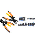 Awesome Set Of Premium Push To Connect Air Line Disconnect Tools With 15 Piece Fitting Kit For Quick Removal And Installation On All Common Pneumatic Sizes Like 1/4 Inch To 1/2 Inch Without Any Hassle. air line disconnect pliers and 15-piece push fittings set