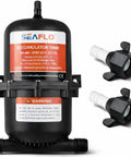 Accumulator Tank With Internal Bladder And Flow Control For Marine, RV, And Off-Grid Water Systems - 125 PSI, 0.75 L capacity, with fittings.
