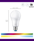 100W Equivalent A19 Smart LED Color Bulb That Connects To Your Wi Fi Home Network E26 Socket No Hub Needed Control With Voice Or App Motion Activated And Matter Compatible, white A19 bulb with E26 base, 11.8 cm tall