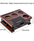 Rock Solid Premium Heavy Duty Solid Wood Espresso Knock Box With Huge Capacity And Multi Slot Layout showing detailed measurements.