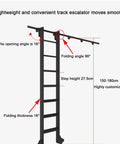 Rolling Sliding Ladder Hardware Kit With Solid Wood Ladder Retractable Library Track System diagram showing angles and dimensions