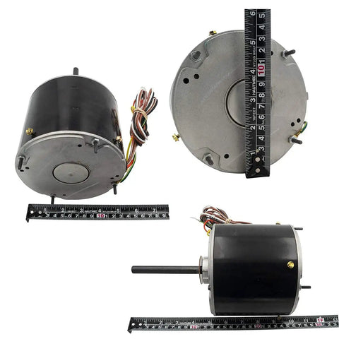 HVAC Condenser Motor 1/6-1/3 HP, Single Phase, 1 Speed, 208/230V, 1075 RPM with ruler for size reference