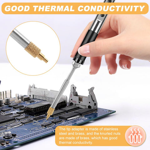 M2 To M8 Pro Grade Heat Set Insertion Tool Kit With Brass Knurled Nuts And Stainless Steel Tip Adapters in use on circuit board