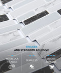Thick 2mm To 2.5mm Peel And Stick Marble Backsplash Tiles 12x12 10 Pack With 3x Stronger Adhesive, interlocking design close-up