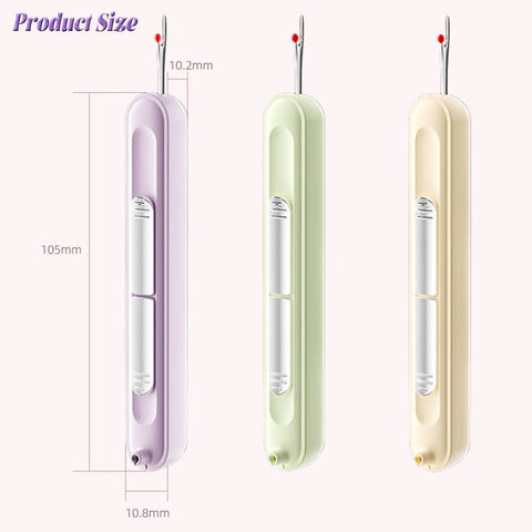 Upgraded Automatic Needle Threader Set 3 Pack, 2 In 1 Needle Threader And Seam Ripper For Hand Stitching shown in pastel colors