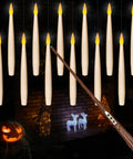 Six Pack Flameless Floating Candles With Magic Wand Remote, hanging for Halloween and Christmas Decor, flickering warm light