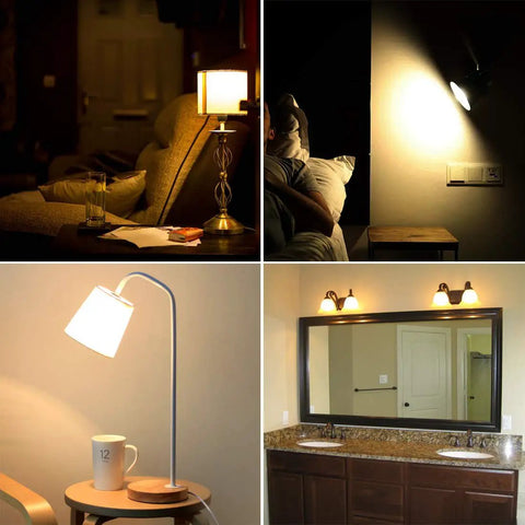 Living areas illuminated by RGB Color Changing LED Bulbs With Remote, 40W Equivalent, E26 Base for home and office lighting.