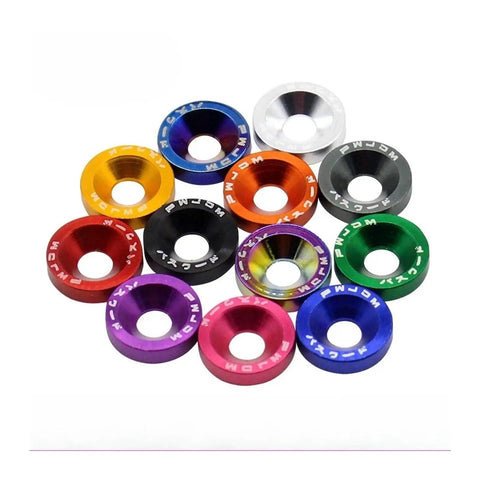 Aluminum Concave Hex Fastener Kit For Automotive Parts With M6 Bolts And Washers Easy Install Vehicle Body Mount Hardware Set For Quick Assembly And Reliable Hold In Cars Trucks And Other Rides, assorted anodized washers