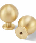 10 Pack Solid Brass Cabinet Knobs Round Ball Gold Pulls For Dresser And Cabinets 1.1 Inch Diameter Brushed Brass Finish