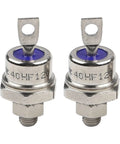 Pack Of Two Built Tight Stud Mount Diode Rectifiers Rated 40 Amps And 1200 Volts showing metallic terminals and threaded mounts.