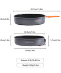 Durable 7.6 Inch Nonstick Camping Frying Pan For Easy Eggs And Steak, Hard Anodized Aluminum Skillet dimensions with handle shown