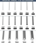 Durable 10mm 304 Stainless Steel Round Rods 12 Inch 305mm Solid Metal Rods for DIY Crafts Metalworking and Industrial Projects Corrosion Resistant 2 Pack shown with various sizes.
