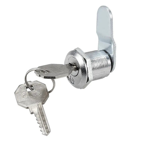 Cam Lock Set For Drawer And Cabinet, 13/16 Inch Cylinder, Fits Up To Half Inch Panel Thickness, Zinc Alloy Chrome Plated, Keyed Alike, 5 Pack