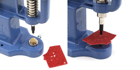 Leather Hole Punching Die Set With 1Mm 3Mm 5Mm 7Mm And 9Mm Punch Dies for hand press machine in DIY leather crafting projects.