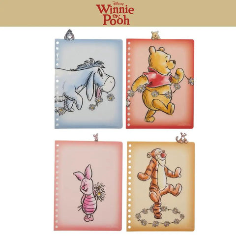 Winnie The Pooh Tab Journal Notebook With 96 Lined Pages, Spiral Bound 8x7 Inch White Vinyl Cover, Four Illustrated Dividers And Tabs