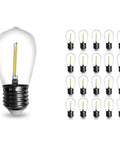25 Pack S14 LED Bulbs For String Lights 6000K White 120V 1W E26 Base Shatterproof Waterproof Edison Replacement Bulbs For Indoor Outdoor