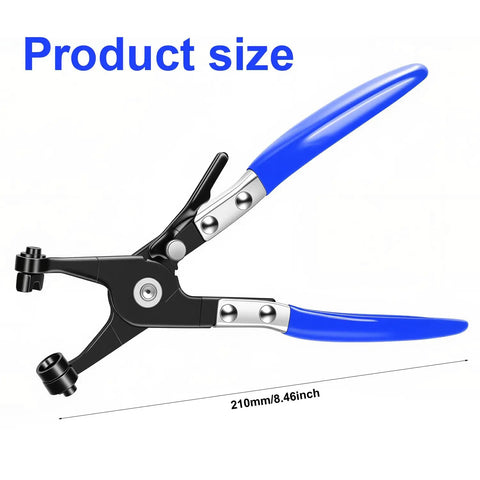 Beefy Heavy Duty Hose Clamp Pliers Set With Non Slip Handle product measuring 8.46 inches in length with blue finish.