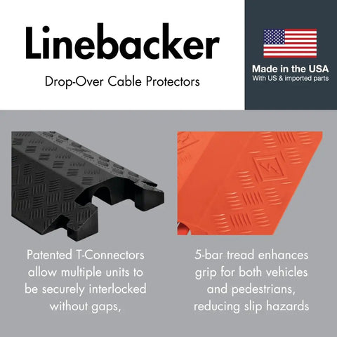 Rugged Drive Over Cable Protector For 1.25 Inch Lines With Heavy Duty 17k Axle Load Drop Over Ramp To Protect Cables And Hoses