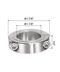 Heavy Duty Split Clamp On Shaft Collar For 1-1/8 Inch Shaft, Two-Piece Clamp, 1-7/8 Inch OD, 1/2 Inch Width, 304 Stainless Steel, Set Screw Style